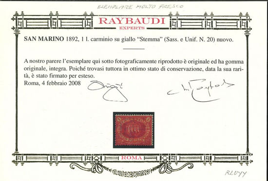 Immagine di 20 - STEMMA  1 L. carm. su giallo VAL. 1