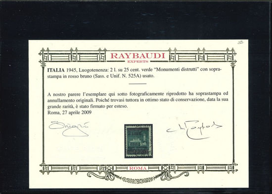 Immagine di 525A - 2.00 SU 0.25 2.00 SOVRASTAMPA ROSSO BRUNO VAL. 1