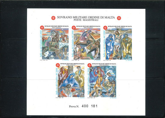 Immagine di 596 - GIUBILEO 2000 III VAL. 5  P R O V A DI STAMPA