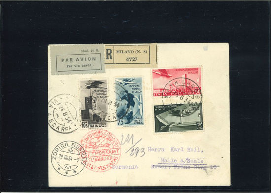 Immagine di 69 - REGNO D'ITALIA CALCIO POSTA AEREA DA MILANO A GERMANIA