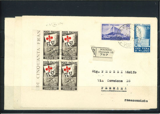 Immagine di 661 - ITALIA REPUBBLICA GINNICI IN QUARTINA SU TRE RACCOMANDATE