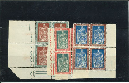 Immagine di 230 - REGNO D'ITALIA FILBERTO 3 VALORI DENT,13 3/4 QUARTINA