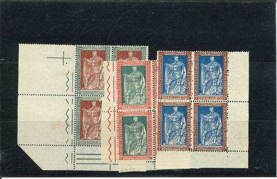 Immagine di 230 - REGNO D'ITALIA FILBERTO 3 VALORI DENT,13 3/4 QUARTINA