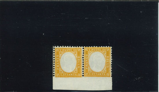 Immagine di 4L - REGNO D'ITALIA VITTORIO EMANUELE II 80 CENT COPPIA BORDO INFERIORE