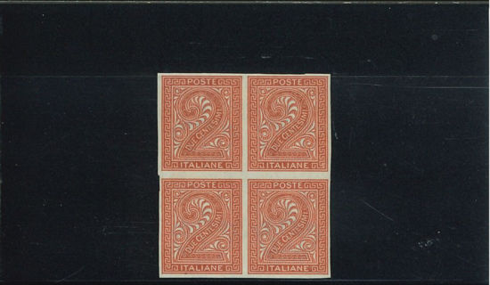 Immagine di 15P - REGNO D'ITALIA UMBERTO CIFRA 2 CENT PROVA D'ARCHIVIO QUARTINA - MISTA NN/LL