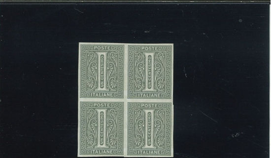 Immagine di 14P - REGNO D'ITALIA UMBERTO CIFRA 1 CENT PROVA D'ARCHIVIO QUARTINA - MISTA NN/LL