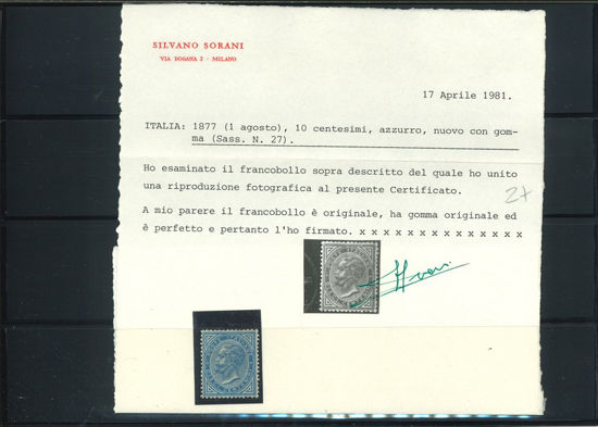 Immagine di 27 - REGNO D'ITALIA RE UMBERTO 10 CENT.AZZURRO CENTRATO