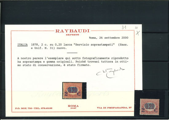 Immagine di 31 - REGNO D'ITALIA SERVIZIO SOVRASTAMPATO  2 /0,20