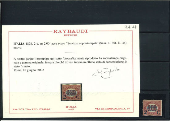 Immagine di 34 - REGNO D'ITALIA SERVIZIO SOVRASTAMPATO  2 /2,00 